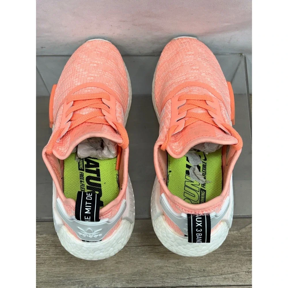 Adidas NMD_R1 Shoes Peach Coral Pink White Boost Women's Size 7.5 FY5608
